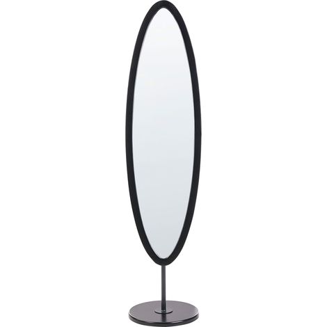 Standing Mirror Black MDF Frame Irregular Shape Scandinavian Style Hanging Decor LOUVIGNY (1/5)