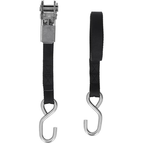 Sangles à cliquet 25 mm noires résistantes à la rouille, coutures renforcées, pour attacher moto, remorque, camion, kayak, bateau, 5 m (1/5)