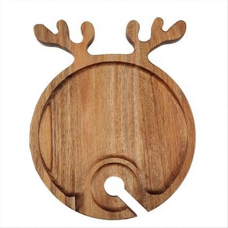 Plateau de présentation en bois pour steak cuit, plateau festif de Noël, support en bois naturel pour viande grillée, planche à découper et service, décor de table saisonnier (1/5)