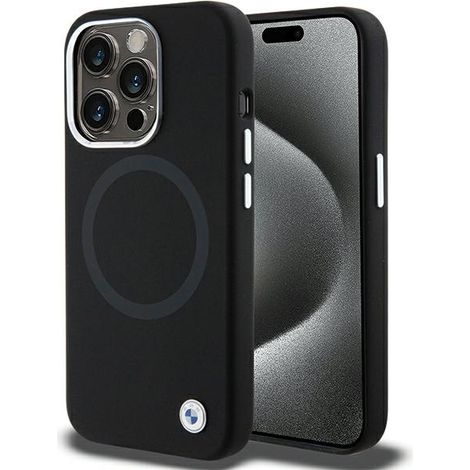 Coque MagSafe en silicone liquide BMW noire pour iPhone 15 Pro Max (1/5)