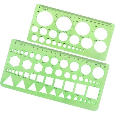 Vt Produkte Kreisschablonen Geometrische Zeichnungen 2er Set Grün Schablonen für Schule und Büro für kreatives Gestalten (1/5)