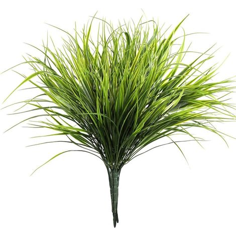 Plantes artificielles de blé vert (6 pièces) – Plantes artificielles de 37 cm – Herbe artificielle en plastique pour balcon et décoration de mariage (1/5)
