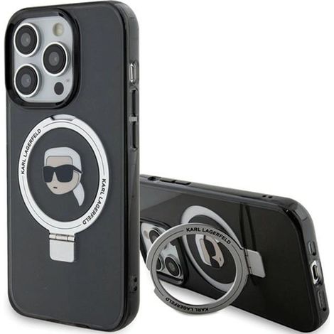 Karl Lagerfeld KLHMP15XHMRSKHK iPhone 15 Pro Max 6.7 negro/negro estuche rígido Soporte de anillo Karl Head MagSafe (1/5)