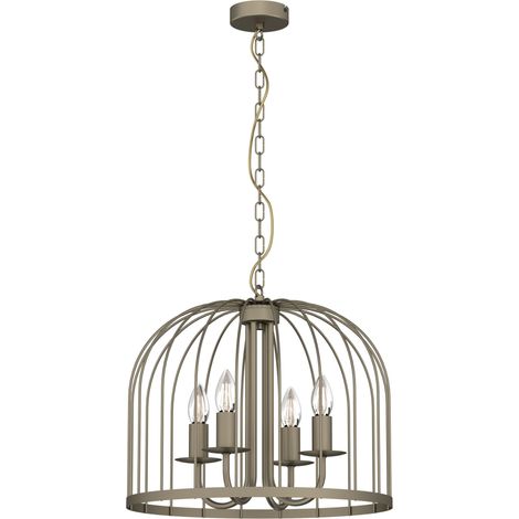 Suspension rustique Coco 4xE14 bronze titane Luminex en métal (1/2)