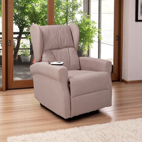 Poltrona relax recliner con alzata elettrica 2 motori AURORA in tessuto Tortora (1/5)