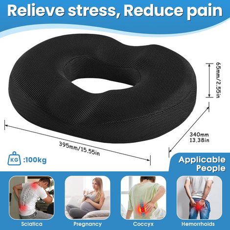 Orthopädisches Steißbeinkissen – 1 Stück, orthopädisches Steißbeinkissen aus Schaumstoff/Gel in Donutform – bei Hämorrhoiden/Wundliegen (1/5)