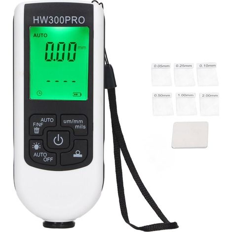 Jauge d'épaisseur de revêtement numérique ABS avec corde portable fonction d'arrêt automatique compteur de revêtement de peinture pour extérieur blanc