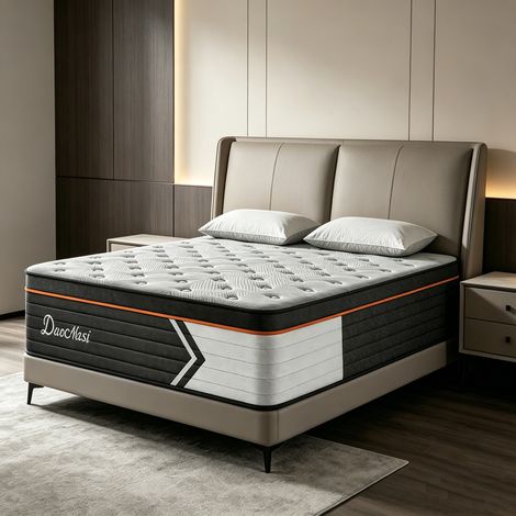 Matelas 90X200 cm, épaisseur 25 cm, combinaison de ressorts ensachés indépendants et de mousse à mémoire de forme, hypoallergénique, doux pour la peau, favorise un sommeil profond (1/5)