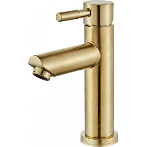 Robinets de salle de bain en acier inoxydable brossé, robinet de lavabo à poignée unique, mélangeur d'eau froide et chaude, robinets d'évier de lavage (1/5)