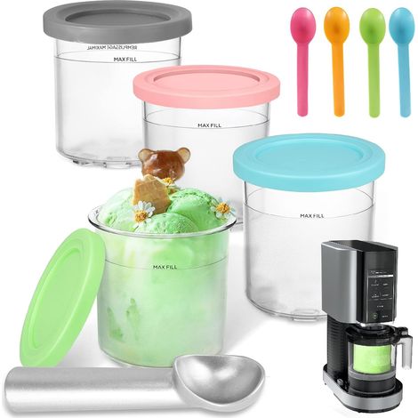 Set di 4 contenitori per gelatiera Ninja Creami NC300EU, compatibili con Ninja Creami, accessori per gelatiera compatibili con le serie Ninja Creami NC300, NC301, NC299 (1/5)