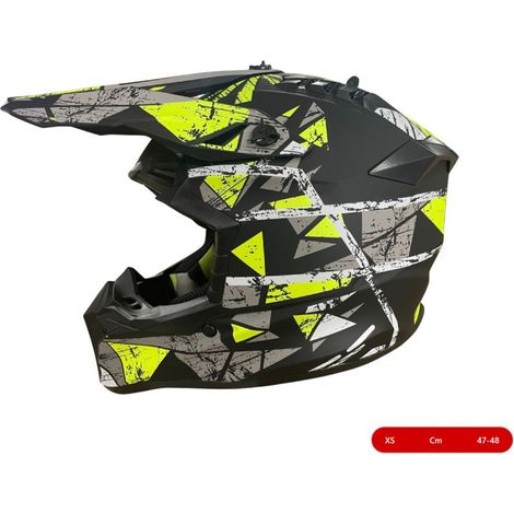 Kinder-Motocross-/Enduro-Helm für Motorrad, ATV, Fahrrad – Größe XS (47–48 cm), schwarz matt mit gelbem Design