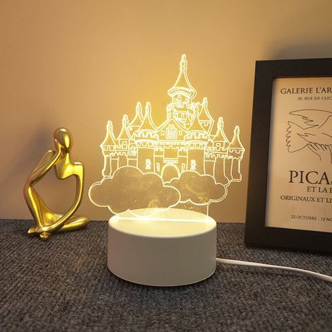 3D Castle Night Light for Children, Illusion Night Lamp, Changing Colors with Remote Control, Bedroom Decor for Boys and Girls, Gifts -- Seven Colors