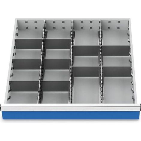 Schubladeneinteilung R 24-24 mit Metalleinteilung für Front 100 mm Maße in mm (BxT): 600 x 600 (1/4)