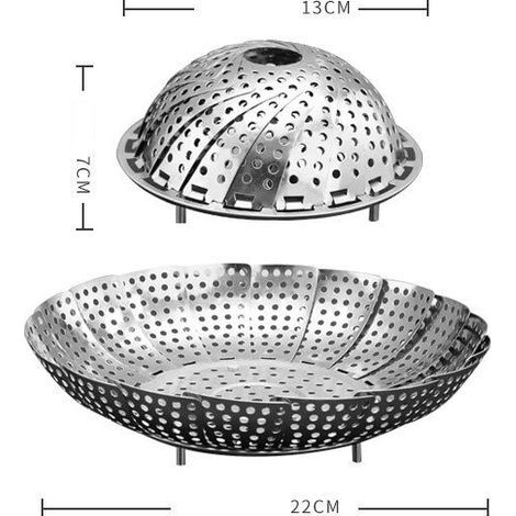 Panier Vapeur Inox, 9'' Cuit Vapeur Inoxydable pour Autocuiseur, Panier pour Cuire à la Vapeur, Fleur Marguerite Cuisson Vapeur, Pliable Vegetable Steamer Accessoire (1/4)