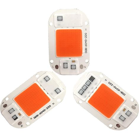 3PCS 50w Full Spectrum LED Grow Light AC 220V Puce de Source de lumière LED pour Plantes d'intérieur Veg et Bloom -Waveband 380-840nm (1/5)