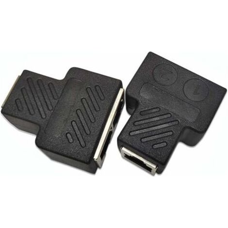 RJ45 Coupleur, RJ45 1 Femelle à 2 Femelle,Connecteur RJ45 Splitter, Ethernet Cat 5 / Cat 6 /Cat 7 Ethernet LAN Câble Extender,Surf en Ligne en même Temps Connecteur Adaptateur réseau(1 Paire) (1/4)