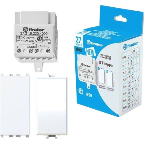 Kit Finder Con Relè E Due Tappi Matix E Vimar ( Finder Cod. 272182304000Poa )