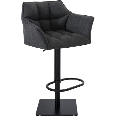 Sgabello da bar regolabile x1 in tessuto grigio scuro con seduta imbottita e avvolgente e base quadrata in metallo nero 100005617