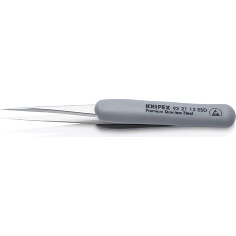 KNIPEX 92 21 12 ESD Pinzetta di precisione con impugnatura in gomma ESD  112 mm (1/4)