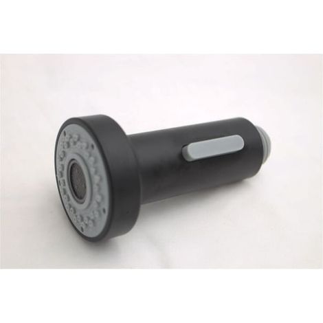 schwarze Küchenarmatur mit ausziehbarer Brause, Zweifunktions-Brausekopf und universellen Armaturenanschlüssen