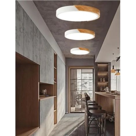 kawoo Lot de 3 Moderne Plafonnier,LED Plafonnier Blanc Froid 24W 6000K,Ø205cm,Blanc (1/4)