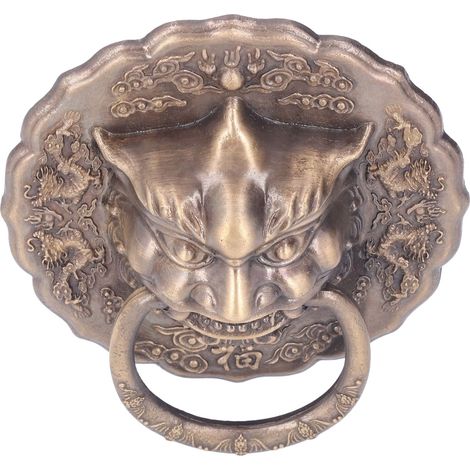 Heurtoir de porte en laiton, installation double face, robuste, anneau de poignée de porte antique chinois en bronze pour porte double (1/5)