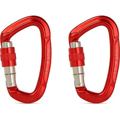 Kletterkarabiner – aus Aluminiumlegierung – Schraubverschluss – Tragfähigkeit 25 kN – robust und langlebig – 2er-Set – grau (1/5)