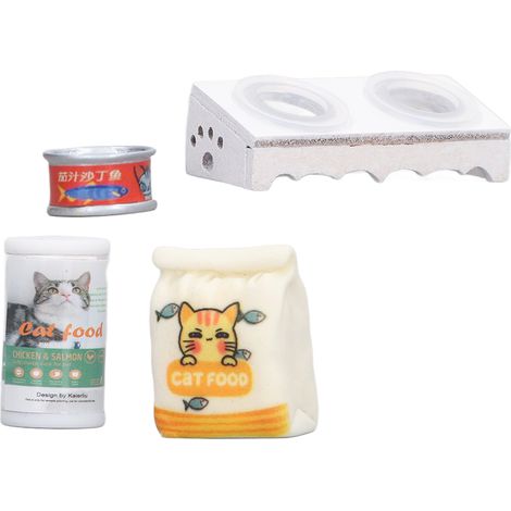 Miniature Bol pour Nourriture de Chat 1/12, Bol à Friandises pour Maison de Poupée, Accessoire de Cuisine et Jardin Miniature Sans Toxique (1/5)