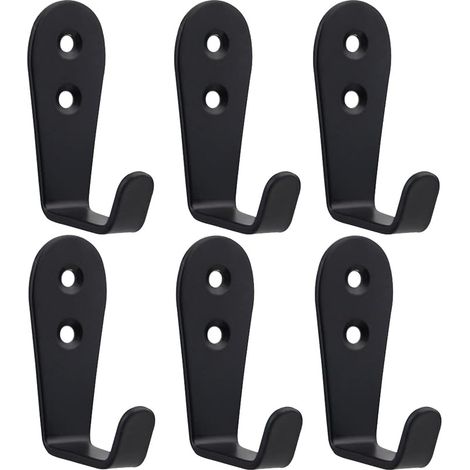 6 Patères Mural Acier Inoxydable Noir Crochet Porte Manteau Lourd Métal Grande L Crochets Muraux Individuelle pour Entrée Cuisine Chambre Salle de Bain Garage Jardin Bureau Toilette (1/5)