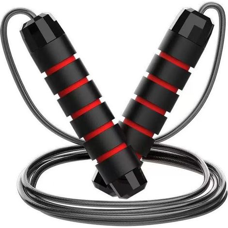 Corde à sauter rouge de 3 mètres, réglable et à grande vitesse, avec roulements, pour la remise en forme et la perte de poids. (1/5)