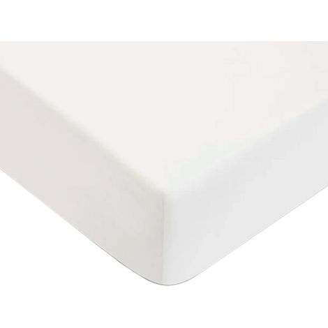 Drap housse uni en coton 57 fils blanc 180x200cm