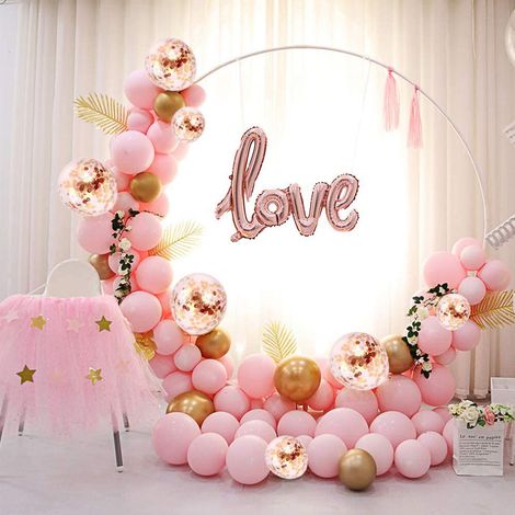 Trintion Round Wedding Arch Balloon Arch Stand,Durable Iron Flower Stand for Outdoor Garden Decorations Balloon Stand for Weddings and Events White (1/5)