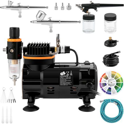 Kit Airbrush Professionnel avec Compresseur, Double Action, pour Maquillage, Pâtisserie, Tatouage, Modélisme et Art. (1/5)