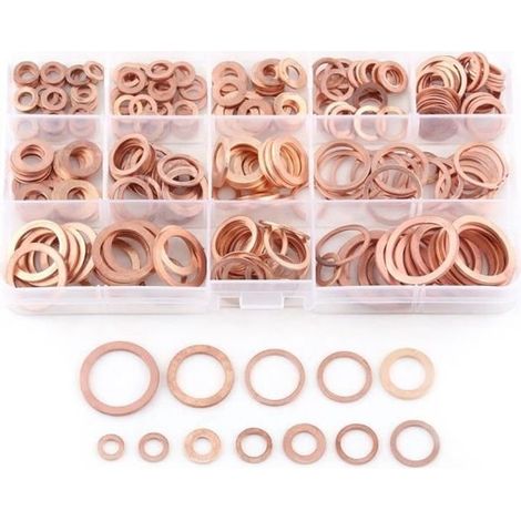 Rondelle Plate - Assortiment de 280 pcs - Cuivre - Taille de boîte 17,5 x 10 x 2,3 cm - Applications variées (1/4)