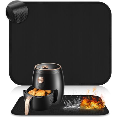 Tapis Résistant à La Chaleur pour Friteuse à Air, Tapis Ignifuge Enduit de Silicone, Tapis de Protection Thermique Antidérapant pour Friteuse à Air, Machine à Café, Micro-ondes (38 46CM) (1/5)