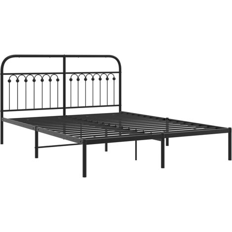 Cadre de lit métal sans matelas avec tête de lit noir 150x200cm vidaXL (1/5)