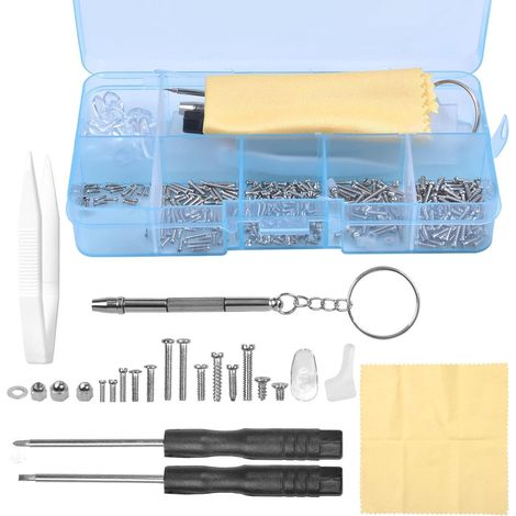500 Stück Brille Schrauben Reparatur Kit Mini Schraubendreher Nasenpads (1/5)