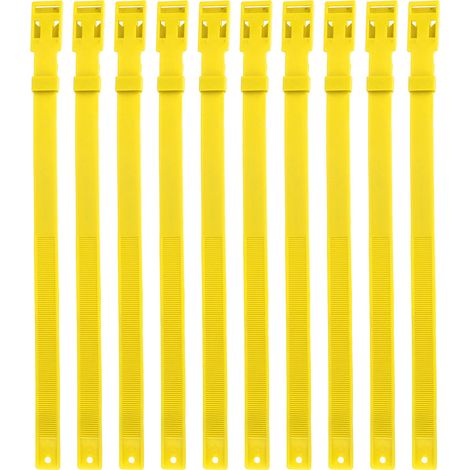 Lot de 10 colliers en PU de 58 cm (23 pouces) réglables pour animaux de ferme (vaches, chevaux, moutons), jaune (1/5)