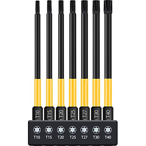 Jeu d'embouts de sécurité Torx de 100 mm pour tournevis à percussion - Embouts magnétiques Torx longs T10-T40 (1/5)