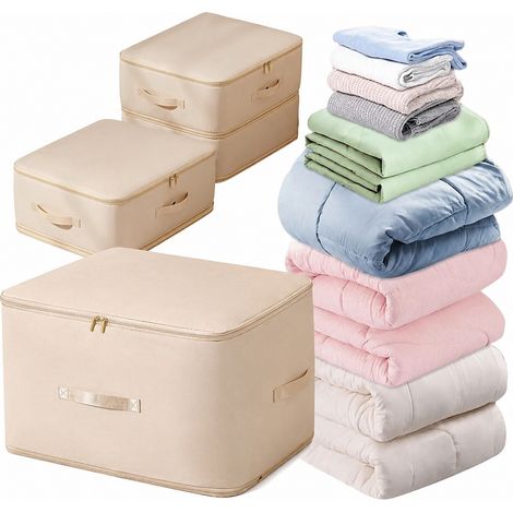 Sac de rangement pour vêtements, XL (54 x 42 x 60 cm), auto-compressible, organisateur de déménagement ultra-résistant avec poignée (1/5)