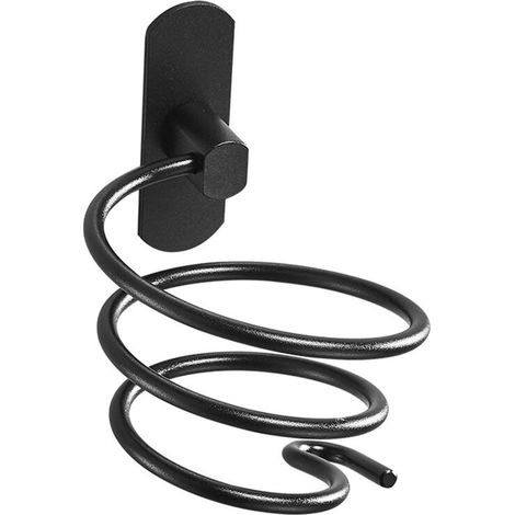 Porta asciugacapelli adesivo forte, autoadesivo, alluminio, finitura opaca, nero
