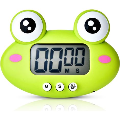 Minuterie numérique pour Animaux de Dessin animé, minuterie à Compte à rebours pour Enfants, écran LCD, minuterie de Cuisine magnétique avec interrupteurs Marche/arrêt(Vert) (1/5)