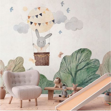 Sfondo fotografico Profhome 399051 Carta da parati TNT goffrata a caldo liscia per bambini opaca beige verde marrone grigio 3,71 m x 2,8 m (1/5)