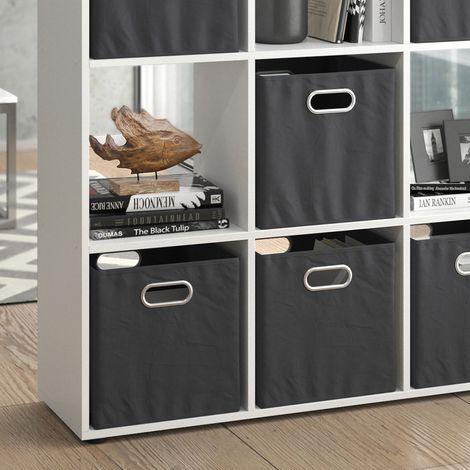 Separador de ambientes Nove, Blanco, 104 x 108 cm con 6 cajas plegables, Vicco