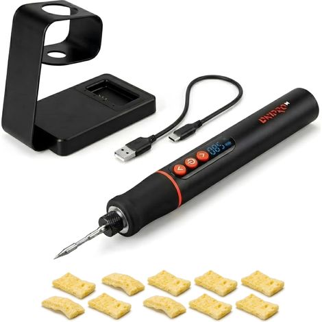 Dnipro-M Soldador de Estaño Inalámbrico 3,6V – Temperatura 200–450°C, Calentamiento 30s, Batería 2600 mAh USB-C, Reposo Automático, Display LED