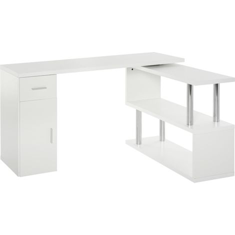 Scrivania da Ufficio ad Angolo Porta PC 114x120x74,6 cm in Legno Bianca (1/5)
