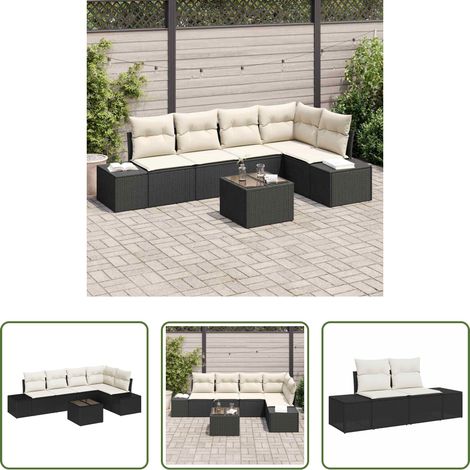 vidaXL Poly-Rattan - Gartensofa-set mit Speicher Braun und Creme Poly-Rattan (1/5)