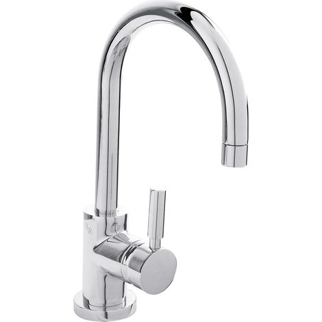Contemporary Dunwood Round Tall Lever Mono Basin Mixer Tap (Waste Included) - Chrome - Balterley