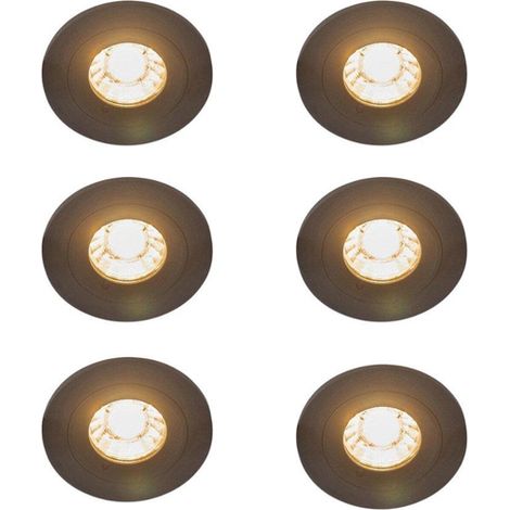 QAZQA Xena spot encastrable - set de 6 - 8x8cm - IP44 - rond - noir mat (1/5)