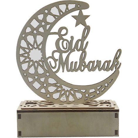 Ramadan Eid Mubarak Heimdekorationen Mond LED-Lichter Holzornament DIY Islam